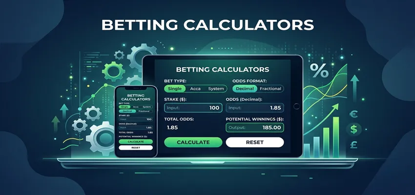 Online betting calculators used to analyze odds, stakes and potential returns for sports betting