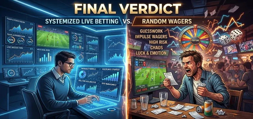 Comparison of systemized live betting and random wagering approaches in sports betting