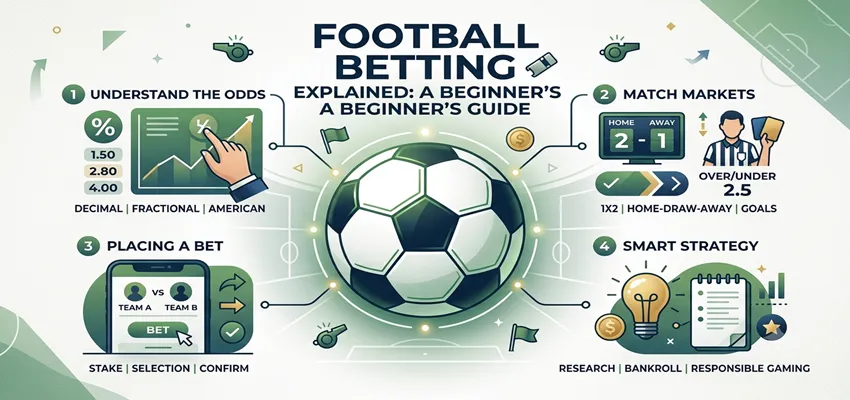 Beginner-friendly explanation of football betting basics, rules, and how betting markets work.