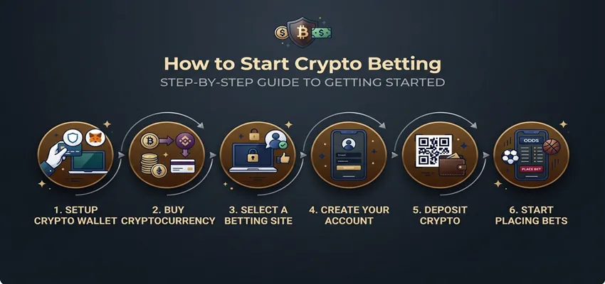 Step-by-step guide on how to start crypto betting using a cryptocurrency wallet and betting platform