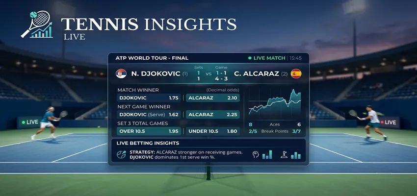 Live tennis betting insights during an ongoing match with real-time odds and in-play wagering data