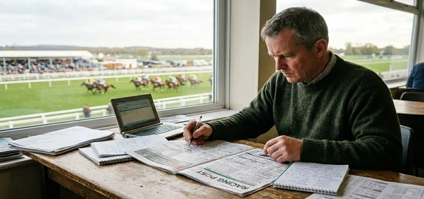 Overview of horse racing betting strategies focused on long-term planning, data analysis, and structured betting methods