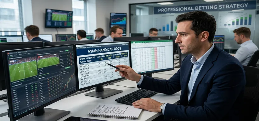 Professional sports bettors analyzing Asian handicap betting opportunities