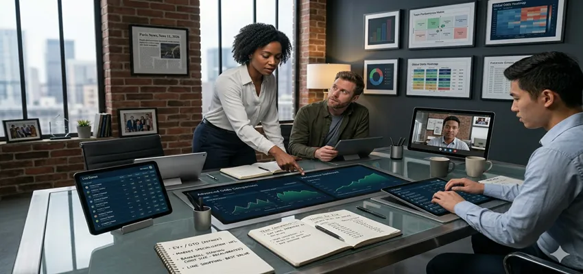 Professional team analyzing data to how to reduce risk in sports betting.