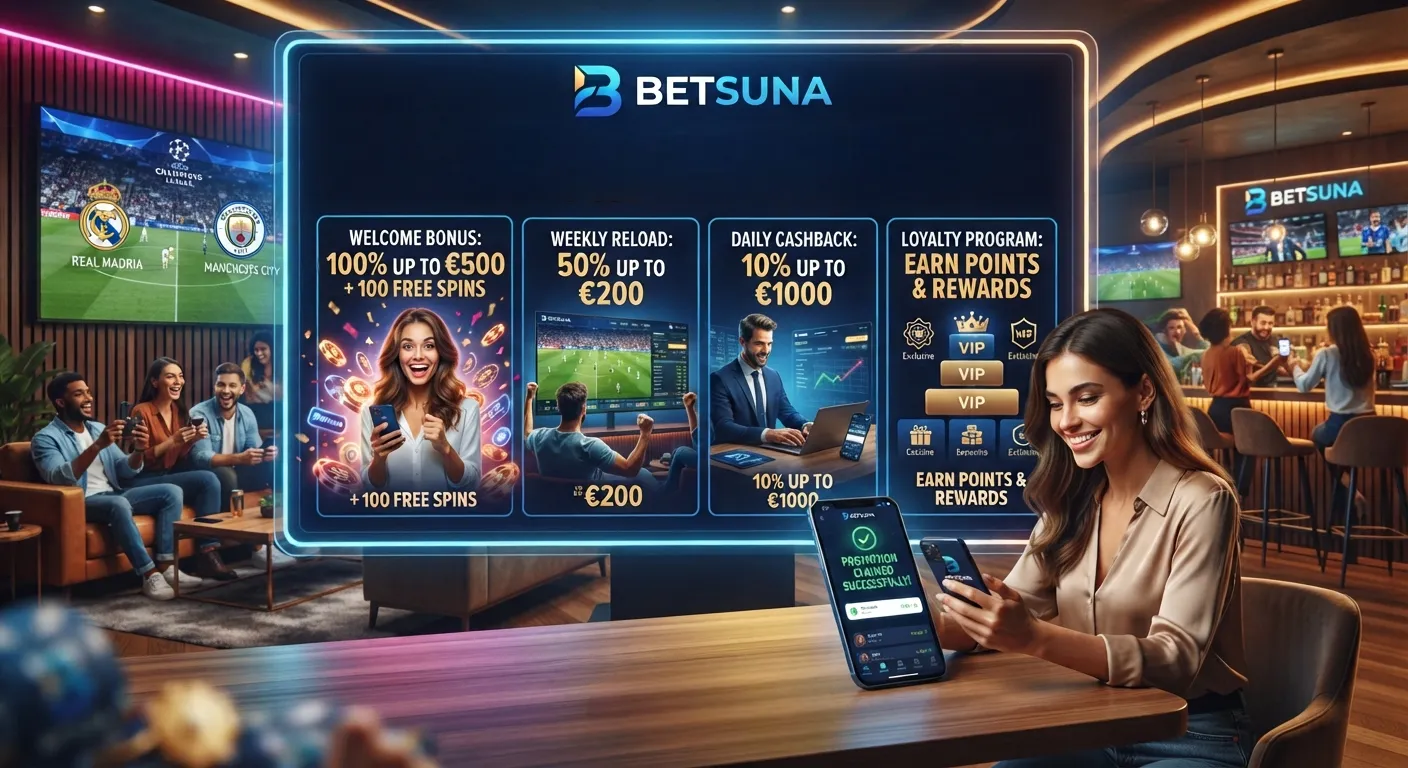 Betsuna bonuses and promotions featuring exclusive welcome offers and casino rewards