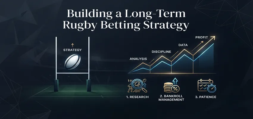 Long-term rugby betting strategy emphasizing bankroll management, consistent analysis, and sustainable betting approach.
