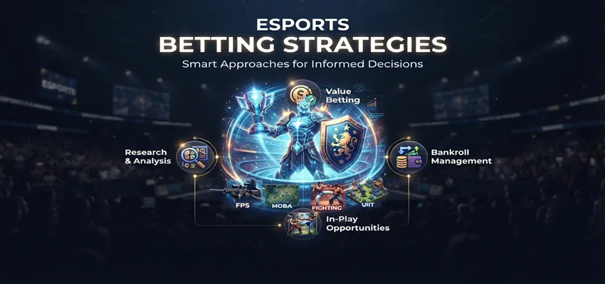 Illustration explaining effective esports betting strategies for beginners and experienced bettors.