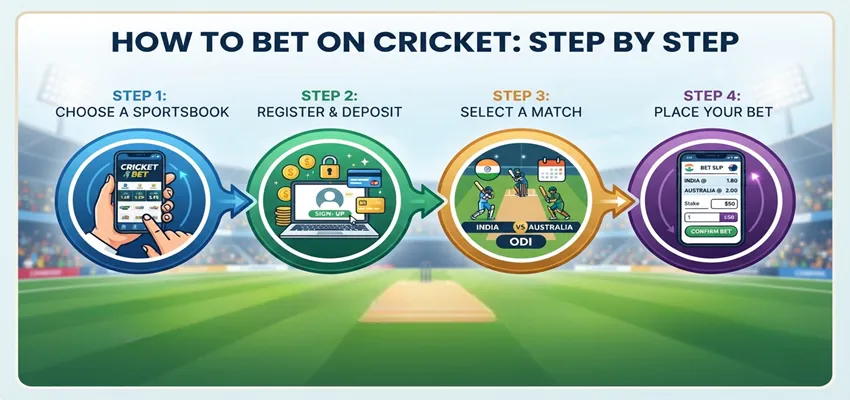 Follow a step-by-step cricket betting guide to learn how to place cricket bets, choose markets, and check odds