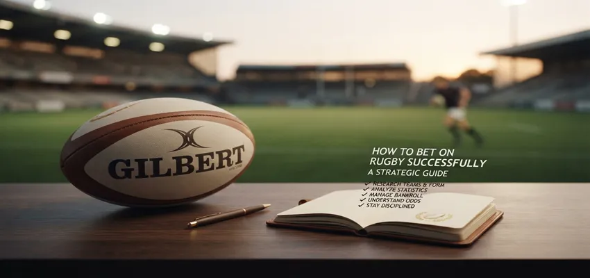 Illustration of successful rugby betting strategy with analytical approach, odds evaluation, and disciplined bankroll management.