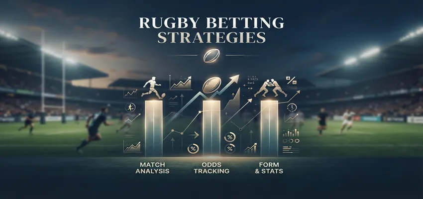 Overview of rugby betting strategies showing key approaches for analyzing matches and making informed wagers.