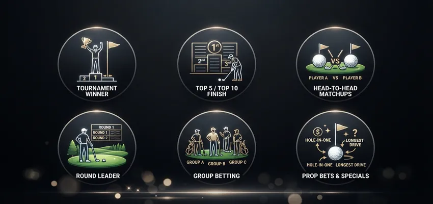 Explore the main ways to bet on golf tournaments, including outright winners, top finish markets, and each-way golf bets