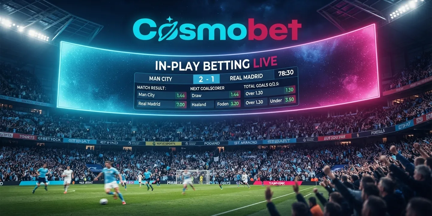 Cosmobet live betting interface featuring real-time odds, in-play markets, and fast betting options during matches