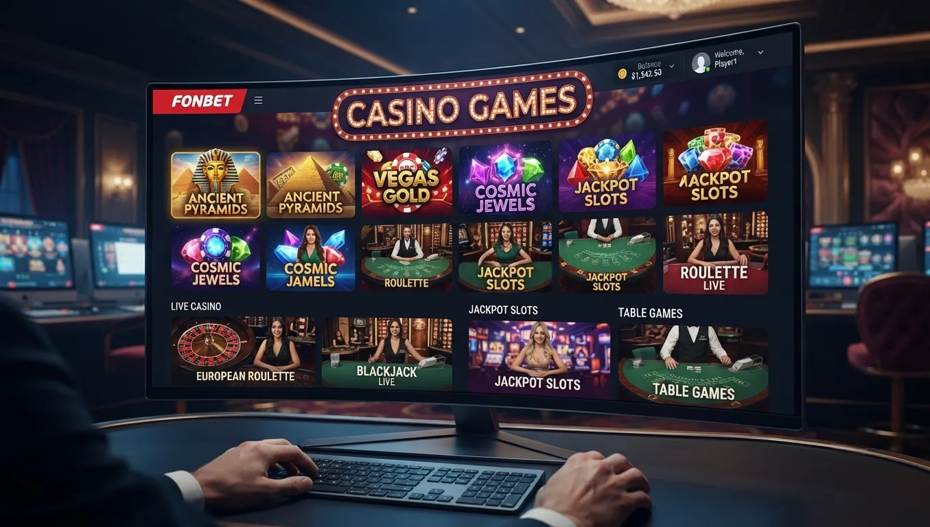 Fonbet casino games featuring slots, live casino options, and a growing selection of online gaming titles