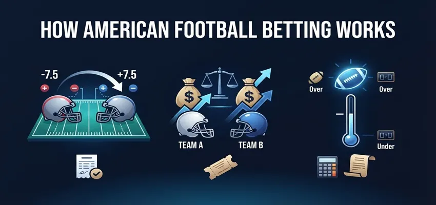 American football betting process from choosing a game to placing a wager