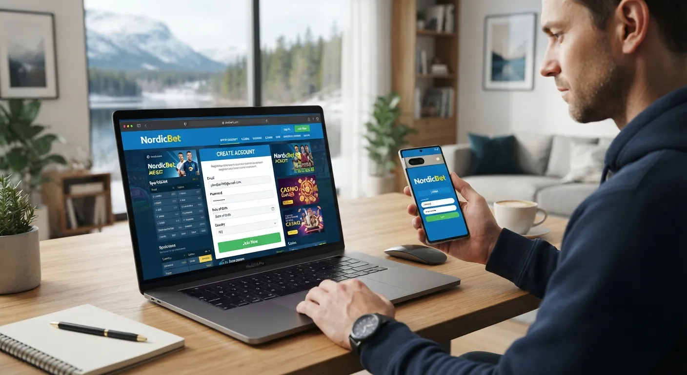 NordicBet registration and login page for creating a new betting account