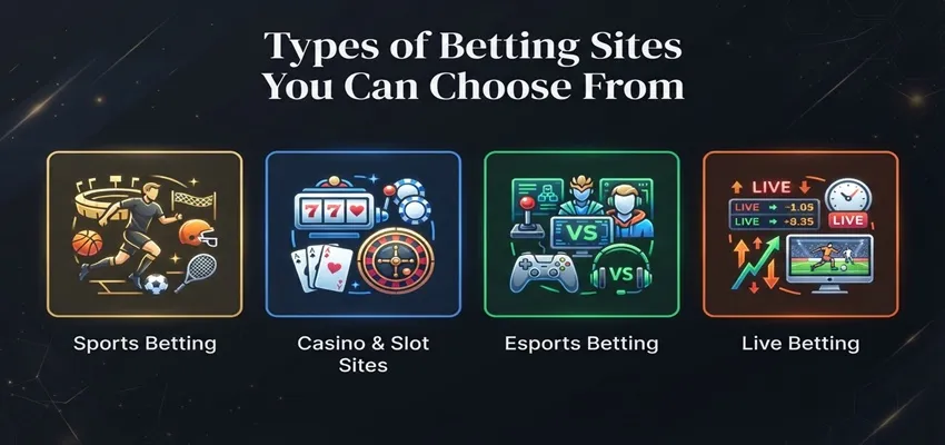 types of betting sites including sportsbooks, betting exchanges and crypto platforms