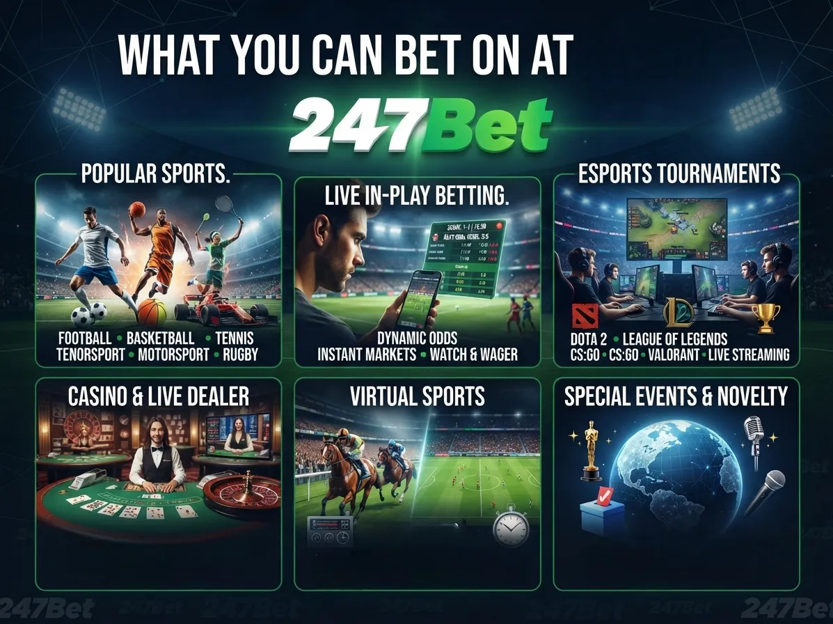 247Bet sportsbook with football, tennis and popular betting markets